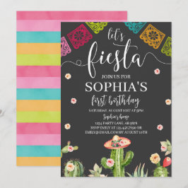 Låt oss Fiesta Birthday-inbjudan svart Inbjudningar