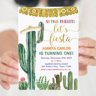 Låt oss Fiesta Blommigt Cactus Succulent Birthday Inbjudningar