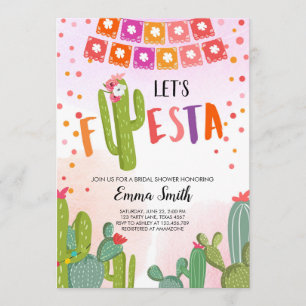 Låt oss Fiesta Cactus Mexican Fiesta Par Shower Inbjudningar