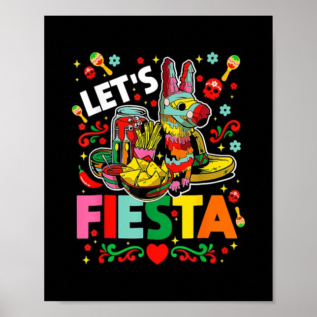 Låt oss Fiesta Cinco De Mayo Camisa Mexiko Hombre Poster (Framsidan)