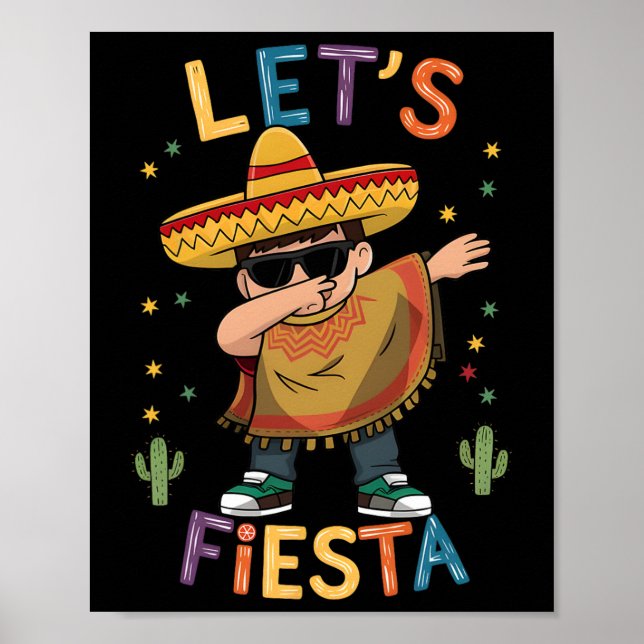 Låt oss Fiesta Cinco De Mayo Dabbing Mexican Ponch Poster (Framsidan)