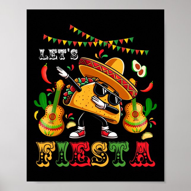 Låt oss Fiesta Cinco De Mayo Dabbing Taco Kids Boy Poster (Framsidan)