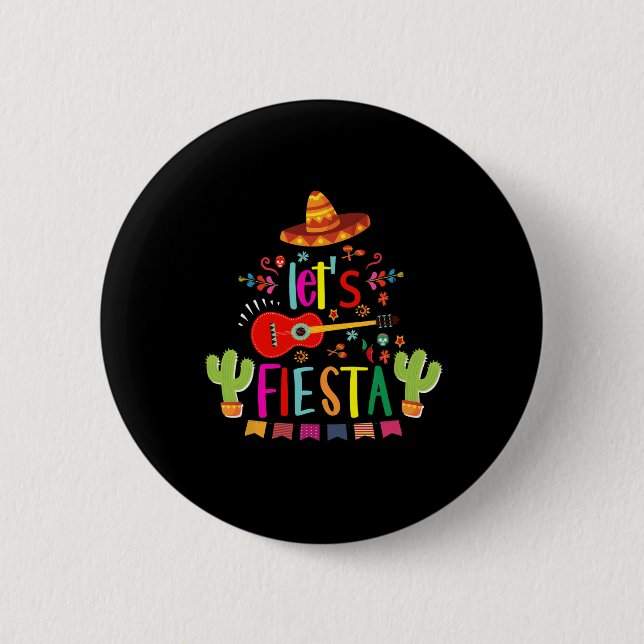 Låt oss Fiesta Cinco De Mayo Guitar Funny Mexican  Knapp (Framsida)