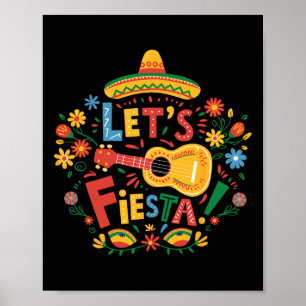 Låt oss Fiesta Cinco De Mayo Guitar Funny Mexican Poster