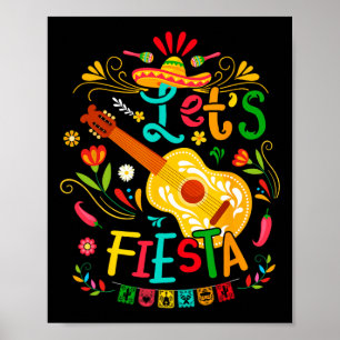 Låt oss Fiesta Cinco De Mayo Guitar Funny Mexican Poster