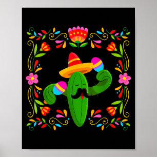 Låt oss fiesta cinco de mayo med gitarrkaktus poster