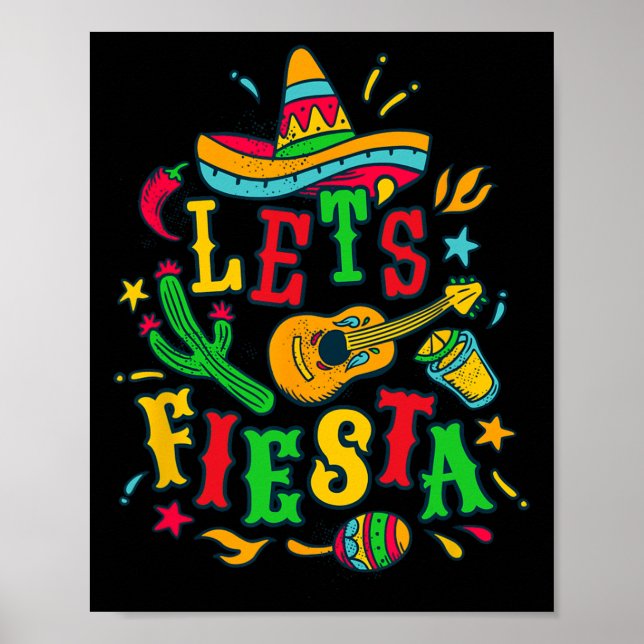 Låt oss Fiesta Cinco De Mayo Mexican Festival Part Poster (Framsidan)