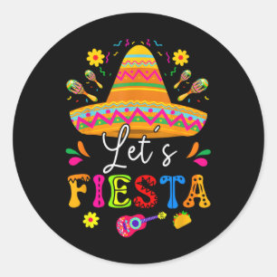 Låt oss Fiesta Cinco De Mayo Mexican Party Guitar Runt Klistermärke
