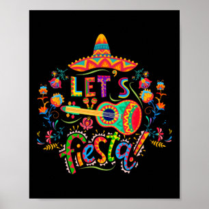 Låt oss Fiesta Cinco De Mayo Mexican Party Taco Gu Poster
