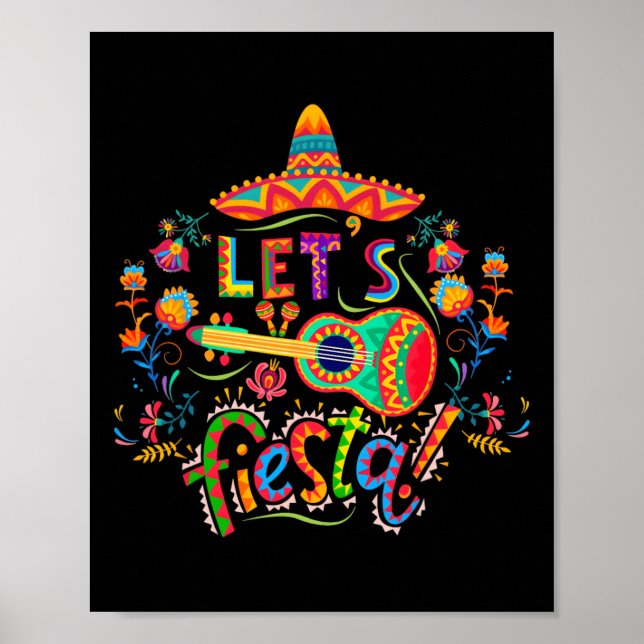 Låt oss Fiesta Cinco De Mayo Mexican Party Taco Gu Poster (Framsidan)