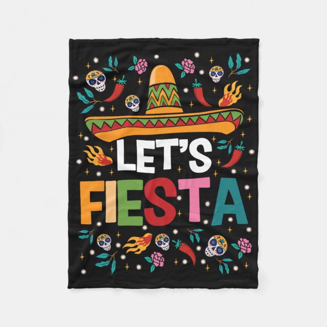 Låt oss Fiesta Cinco De Mayo Mexican Temaparty Gui Fleecefilt (Framsidan)