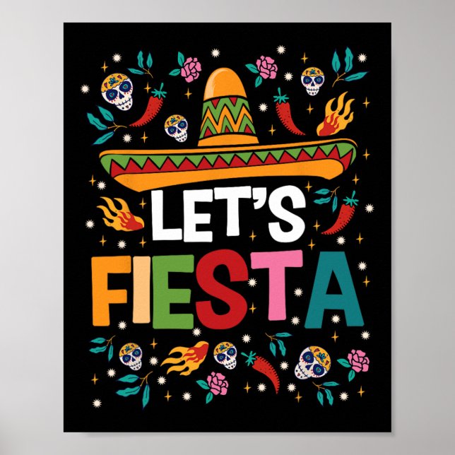 Låt oss Fiesta Cinco De Mayo Mexican Temaparty Gui Poster (Framsidan)