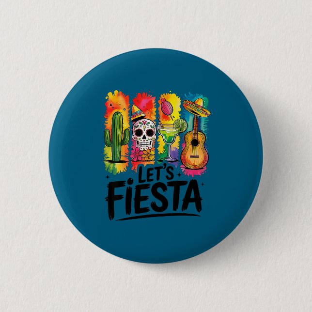 Låt oss fiesta cinco de mayo mexikansk margarita s knapp (Framsida)