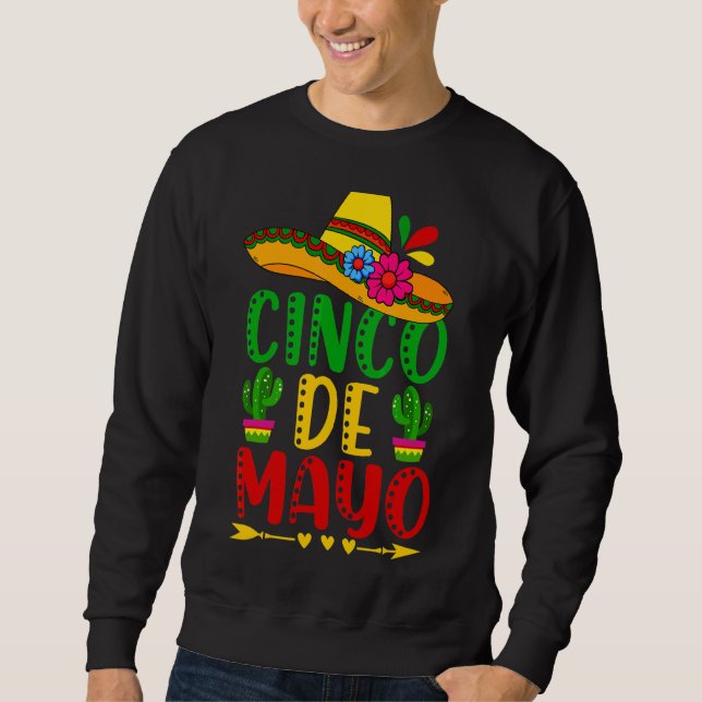 Låt oss Fiesta Cinco De Mayo mexikanska festivaler Lång Ärmad Tröja (Framsida)