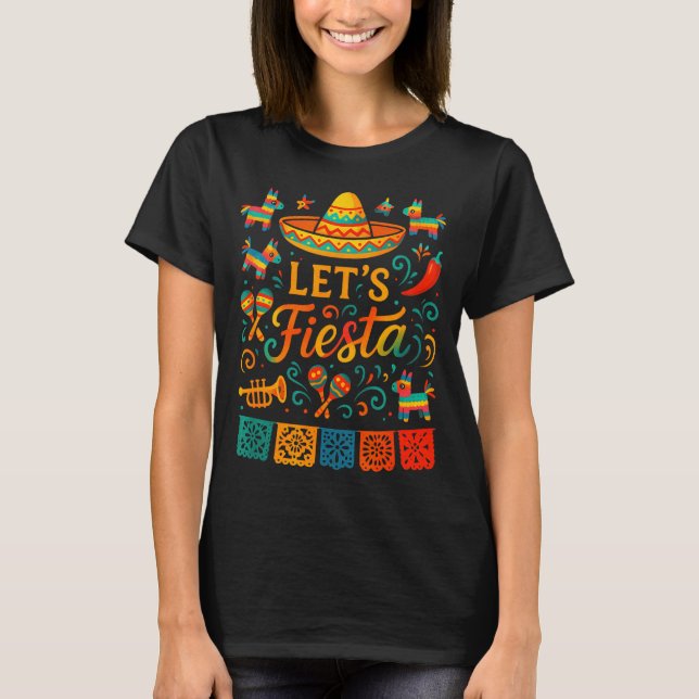 Låt oss fiesta - cinco de mayo mexikanskt tema Låt T Shirt (Framsida)