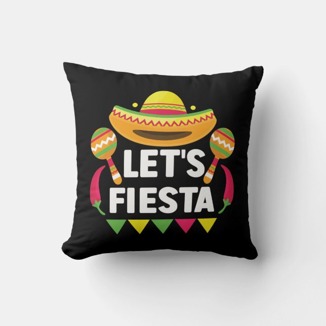 Låt oss Fiesta Cinco De Mayo, Mexiko inspirerad Kudde (Framsida)