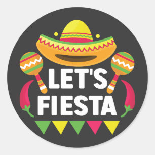 Låt oss Fiesta Cinco De Mayo, Mexiko inspirerad Runt Klistermärke