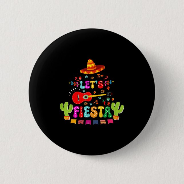 Låt oss fiesta cinco de mayo rolig mexikansk fest  knapp (Framsida)