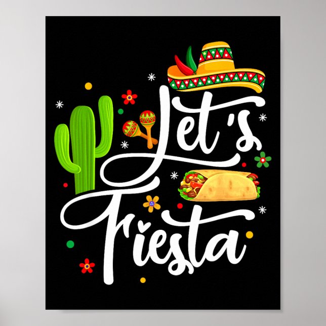 Låt oss fiesta cinco de mayo sombrero mexikansk fe poster (Framsidan)