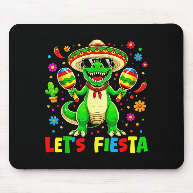 Låt oss fiesta dinosaur cinco de mayo pojkar barn musmatta (Framsidan)