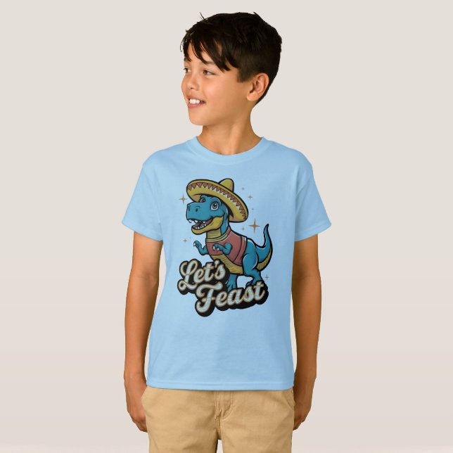 Låt oss Fiesta Dinosaur Cinco De Mayo Småbarn Boys T Shirt (Hel framsida)