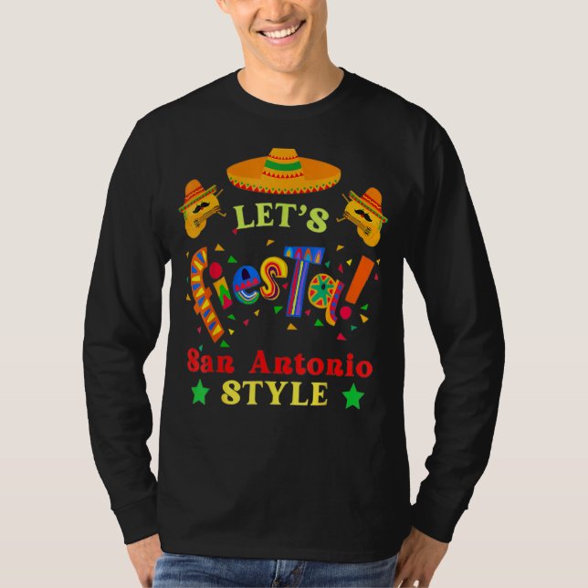 Låt oss Fiesta Drinking Party San Antonio Cinco De T Shirt (Framsida)