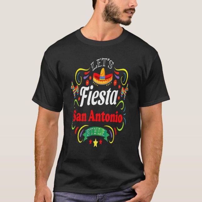Låt oss Fiesta Drinking Party San Antonio Cinco De T Shirt (Framsida)