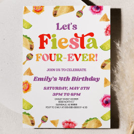 Låt oss Fiesta Four Aldrio Taco 4e födelsedagen Pa Inbjudningar