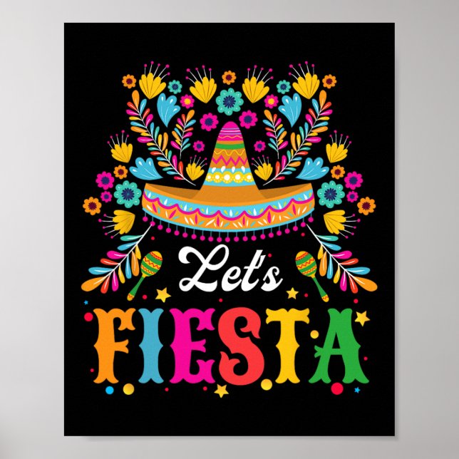 Låt oss Fiesta Funny Cinco De Mayo Women Manar Kid Poster (Framsidan)