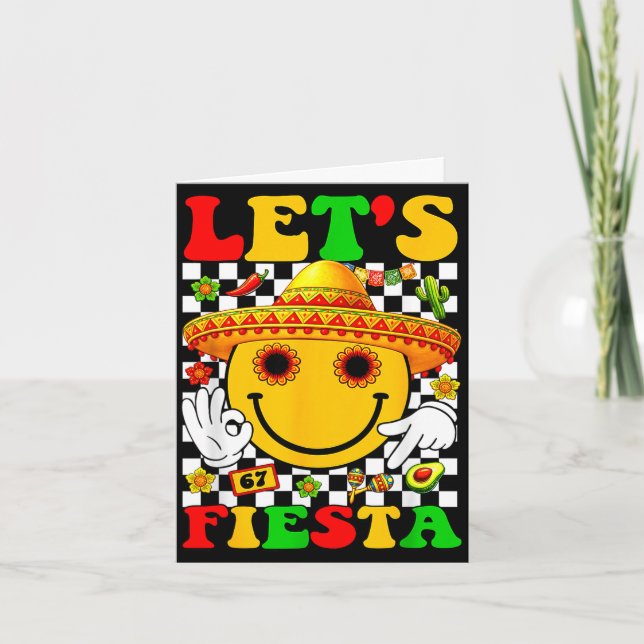 Låt oss fiesta groovy mexikanska pojkar flickor ba kort (Framsida)