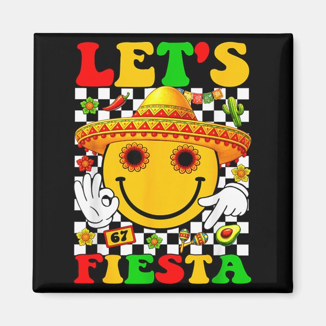 Låt oss fiesta groovy mexikanska pojkar flickor ba magnet (Framsidan)