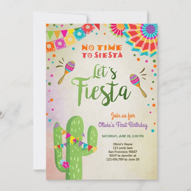 Låt oss Fiesta inbjudan till mexikanska födelsedag (Framsida)