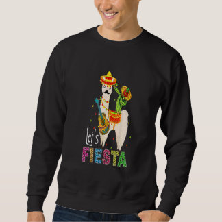 Låt oss Fiesta Llama Cinco De Mayo Cactus Sombrero Lång Ärmad Tröja