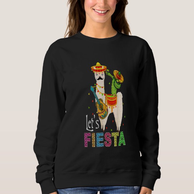 Låt oss Fiesta Llama Cinco De Mayo Cactus Sombrero T Shirt (Framsida)
