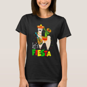 Låt oss Fiesta Llama Cinco De Mayo Cactus Sombrero T Shirt