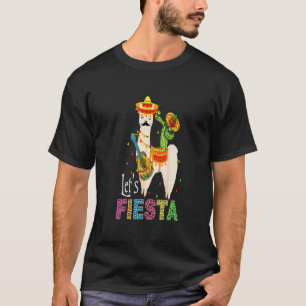 Låt oss Fiesta Llama Cinco De Mayo Cactus Sombrero T Shirt