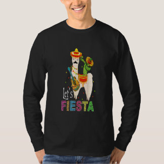 Låt oss Fiesta Llama Cinco De Mayo Cactus Sombrero T Shirt