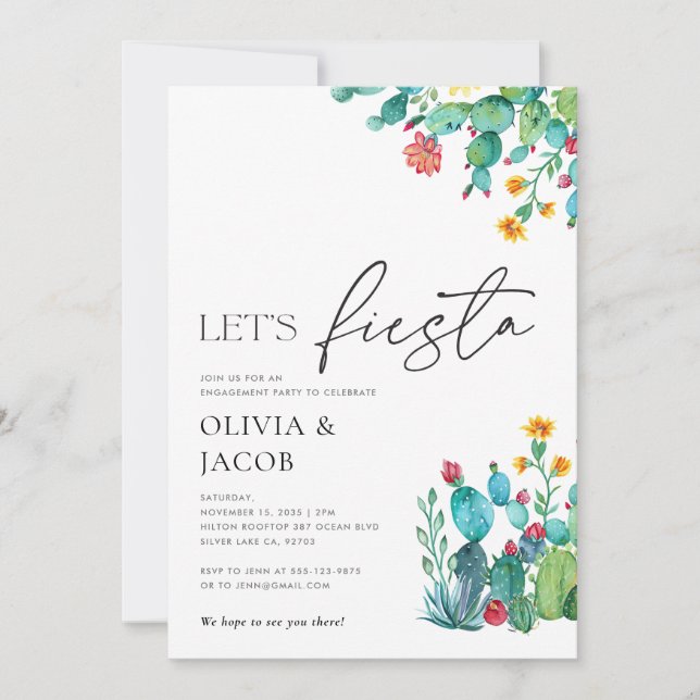 Låt oss Fiesta Mexican Förlovningsfest Inbjudningar (Framsida)