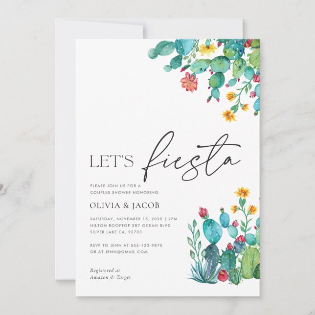 Låt oss Fiesta Mexican Par Shower Inbjudningar (Framsida)