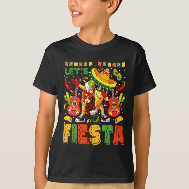 Låt oss Fiesta Mexican Toco Dabbing Poncho Cinco D T Shirt (Framsida)
