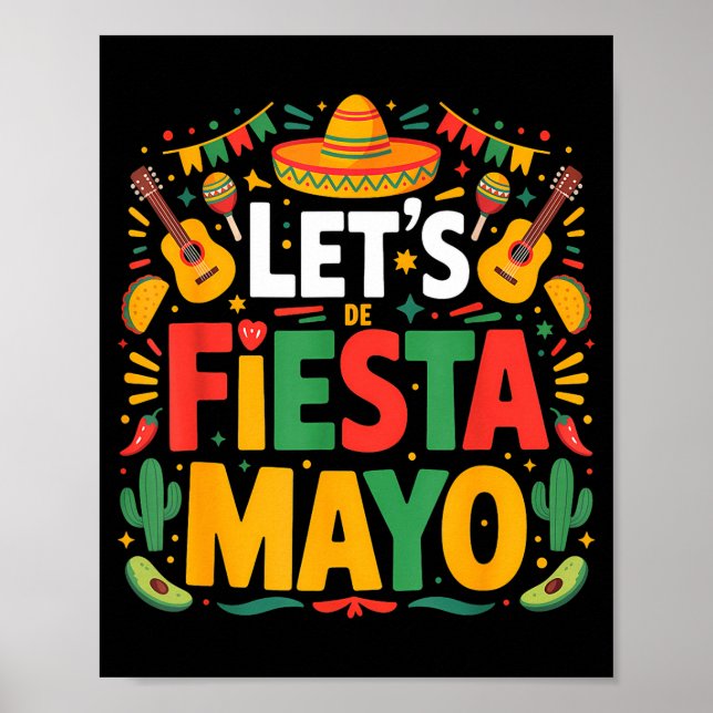 Låt oss fiesta mexikansk 5 de maj rolig cinco poster (Framsidan)