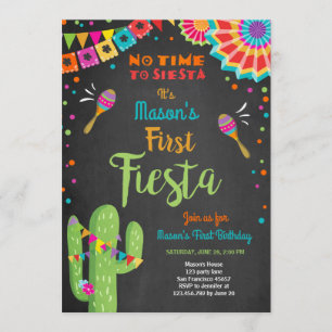 Låt oss Fiesta Mexikansk Födelsedag Kaktus Pojke Inbjudningar