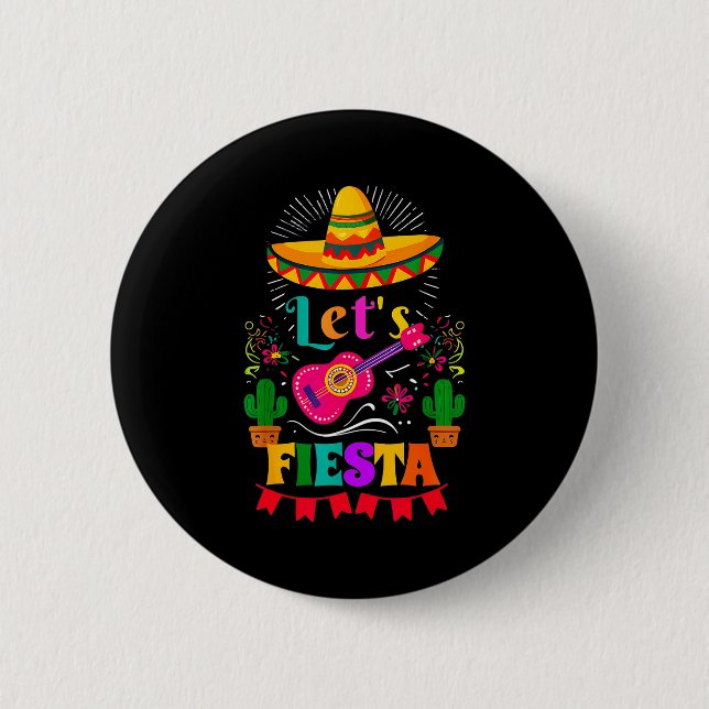 Låt oss fiesta mexikansk sombrero cinco de mayo ka knapp (Framsida)