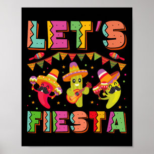 Låt oss fiesta Mexiko Fiesta Taco Gitarr Cinco De Poster