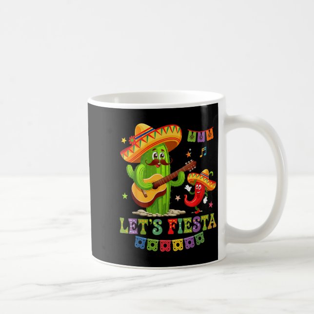 Låt oss fiesta mexiko fiesta taco gitarr kaktus ci kaffemugg (Höger)