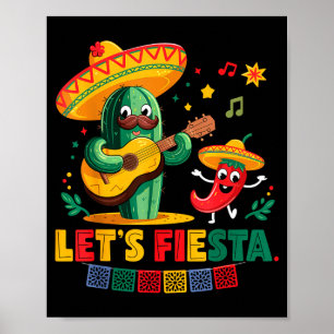 Låt oss fiesta mexiko fiesta taco gitarr kaktus ci poster