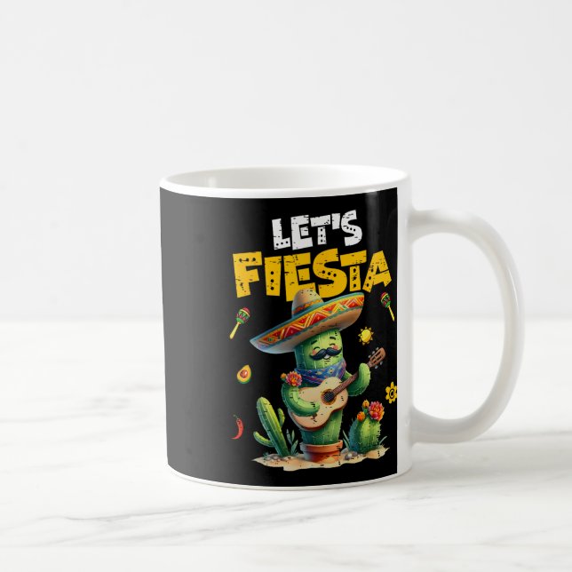Låt oss Fiesta Mexiko Fiesta Taco Guitar Cactus Ci Kaffemugg (Höger)