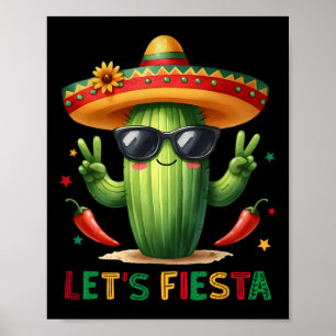 Låt oss Fiesta Mexiko Fiesta Taco Guitar Cactus Ci Poster