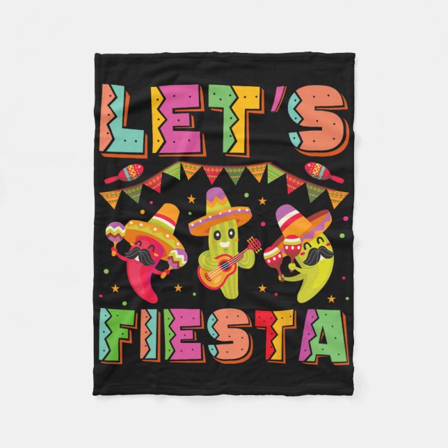 Låt oss Fiesta Mexiko Fiesta Taco Guitar Cinco De  Fleecefilt (Framsidan)
