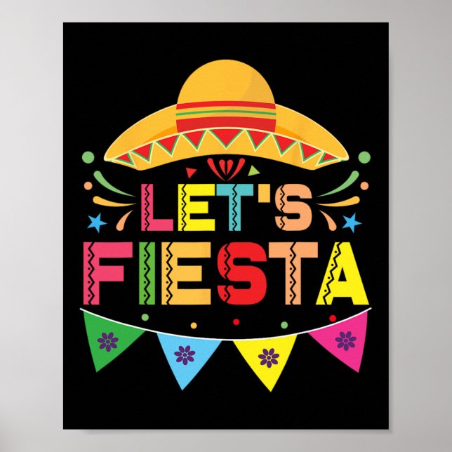 Låt oss Fiesta Mexiko Fiesta Taco Guitar Cinco De  Poster (Framsidan)